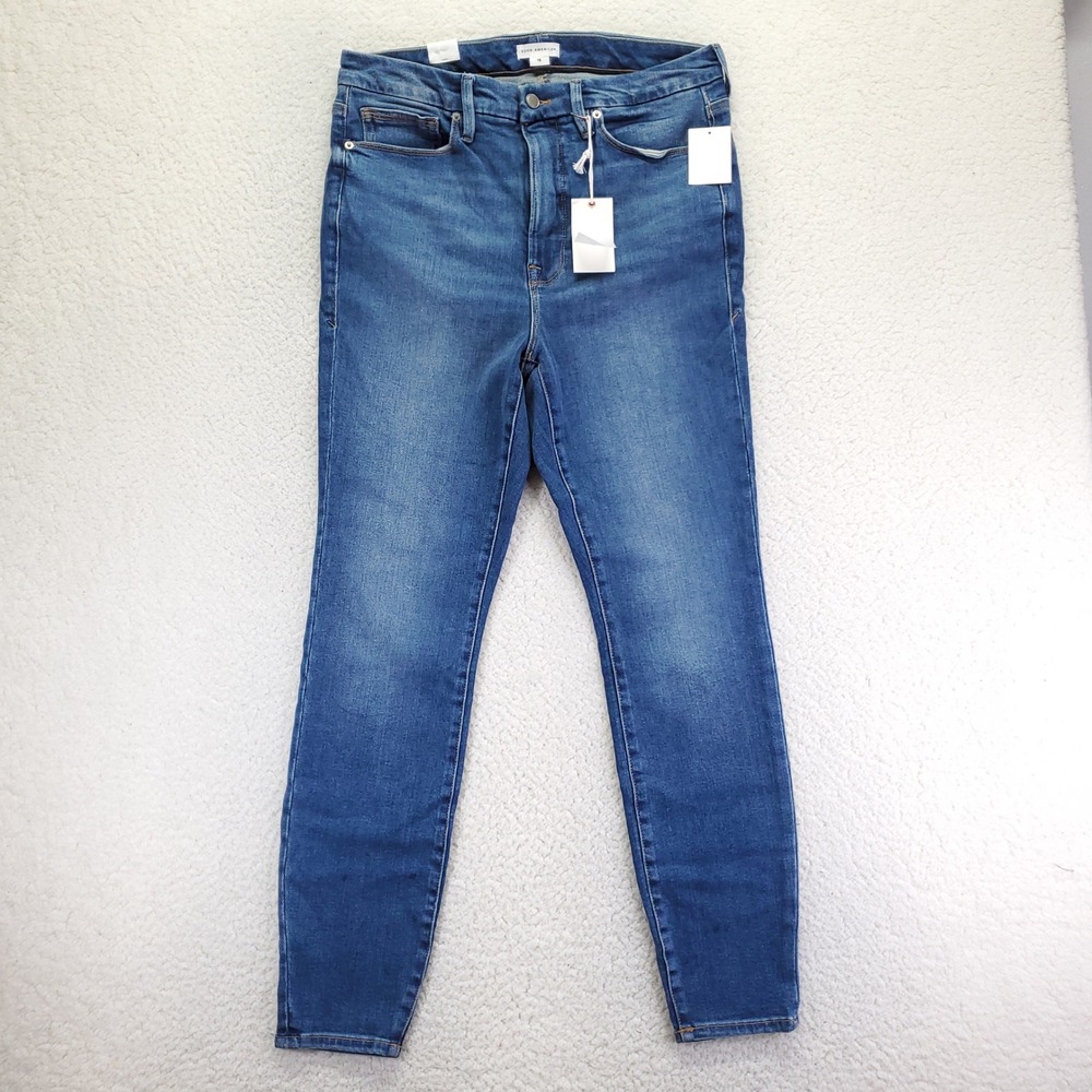 Good American Good Waist Skinny Jeans Indigo312 High Rise Size 15 Plus GW014TE